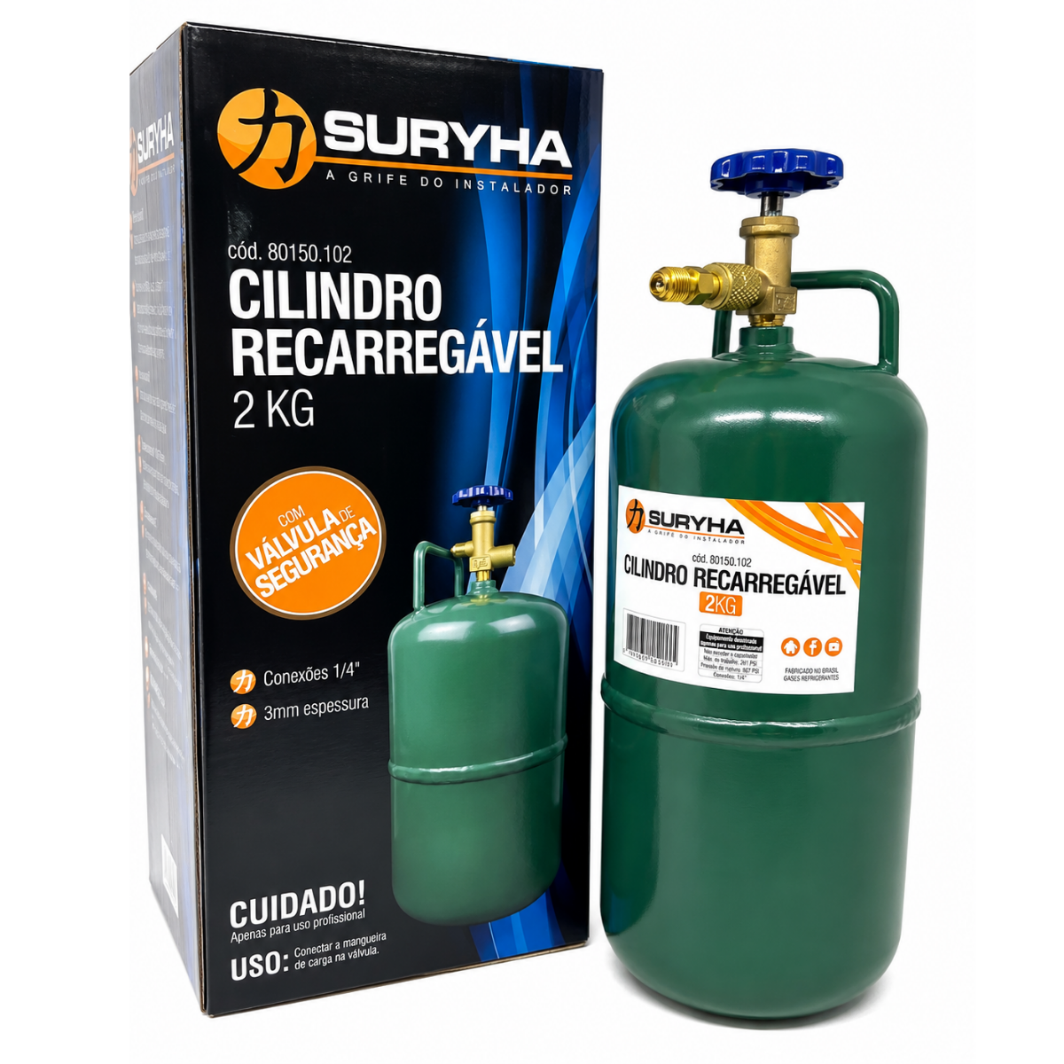 Cilindro recarregável 2kg Suryha recolhedor